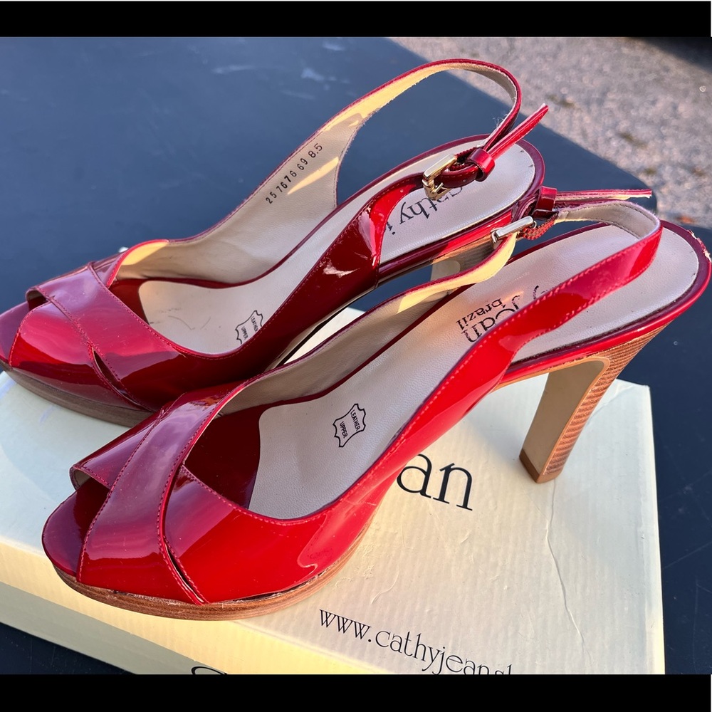 Cathy Jean Red Patent Leather Heels